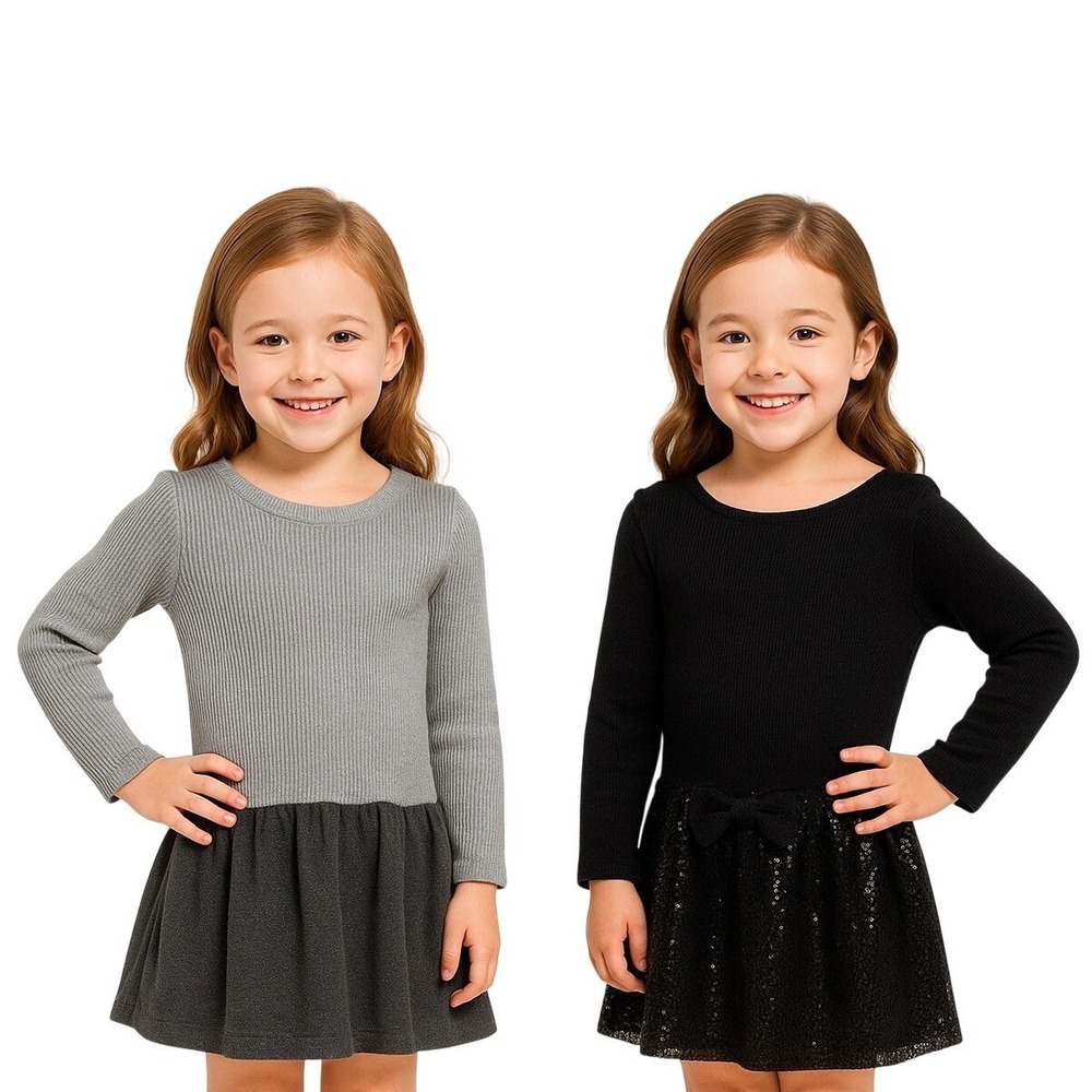 2PC Max Studio If It Were‎ Me Sweater Dress Girls Ribbed Knit Long Sleeve Bow